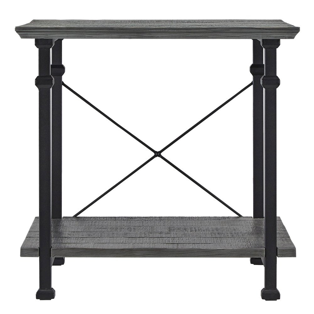 Grey Finish Metal Supports X-Frame End Table