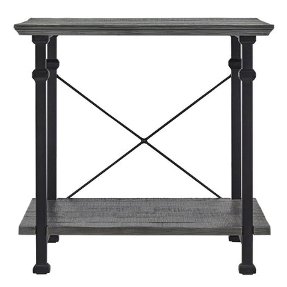 Grey Finish Metal Supports X-Frame End Table