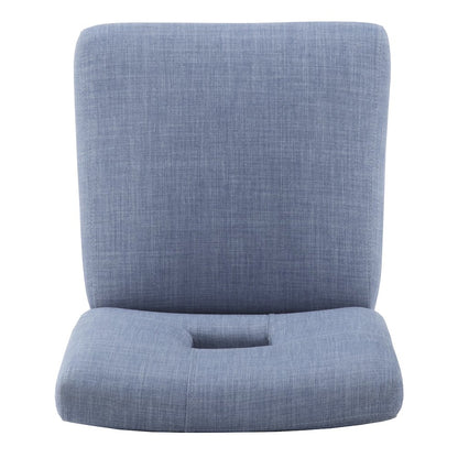 Set of 2, Black Finish Blue Linen Keyhole Side Chair