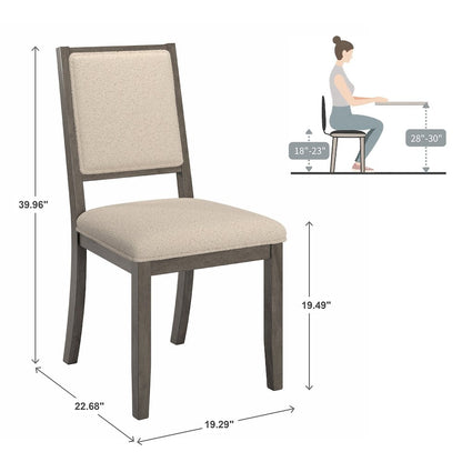 Set of 2, Grey Finish Cream Boucle Dining Chair