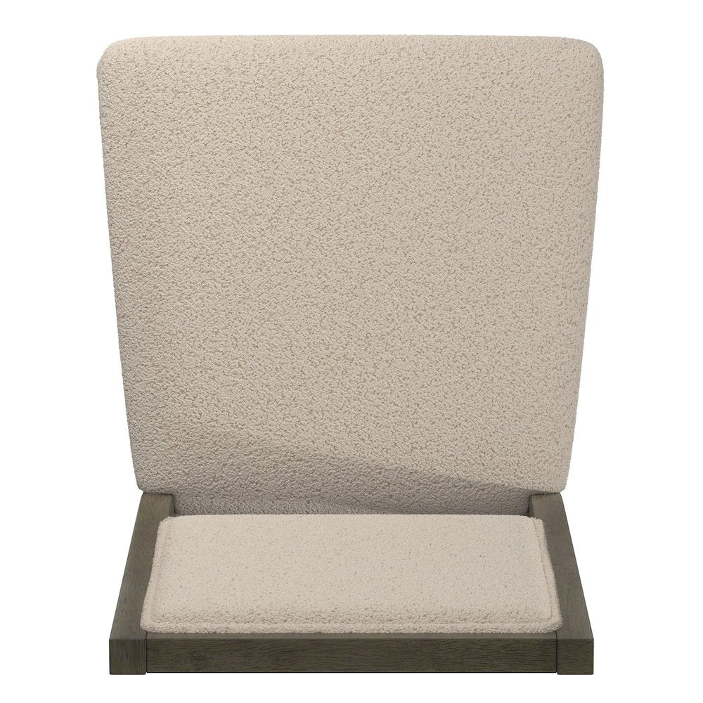 Set of 2, Grey Finish Cream Boucle Dining Chair