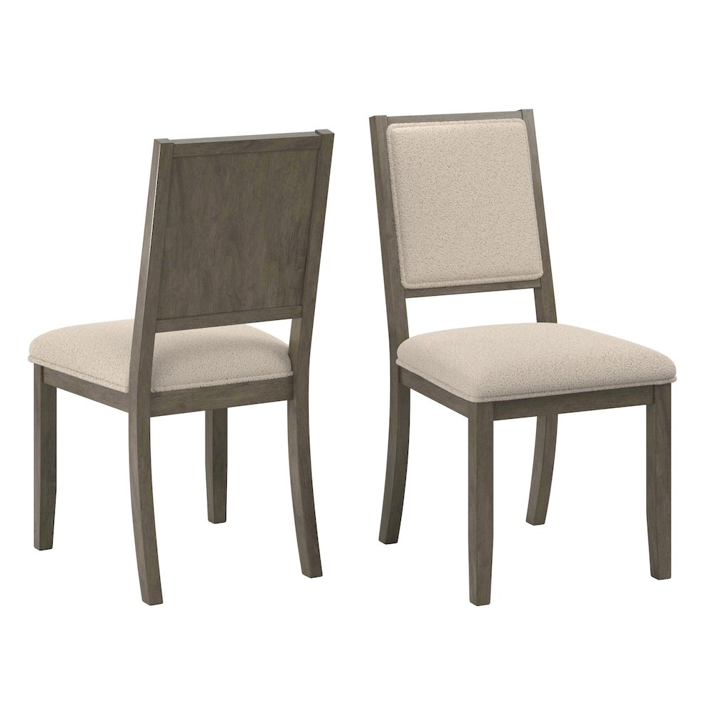 Set of 2, Grey Finish Cream Boucle Dining Chair