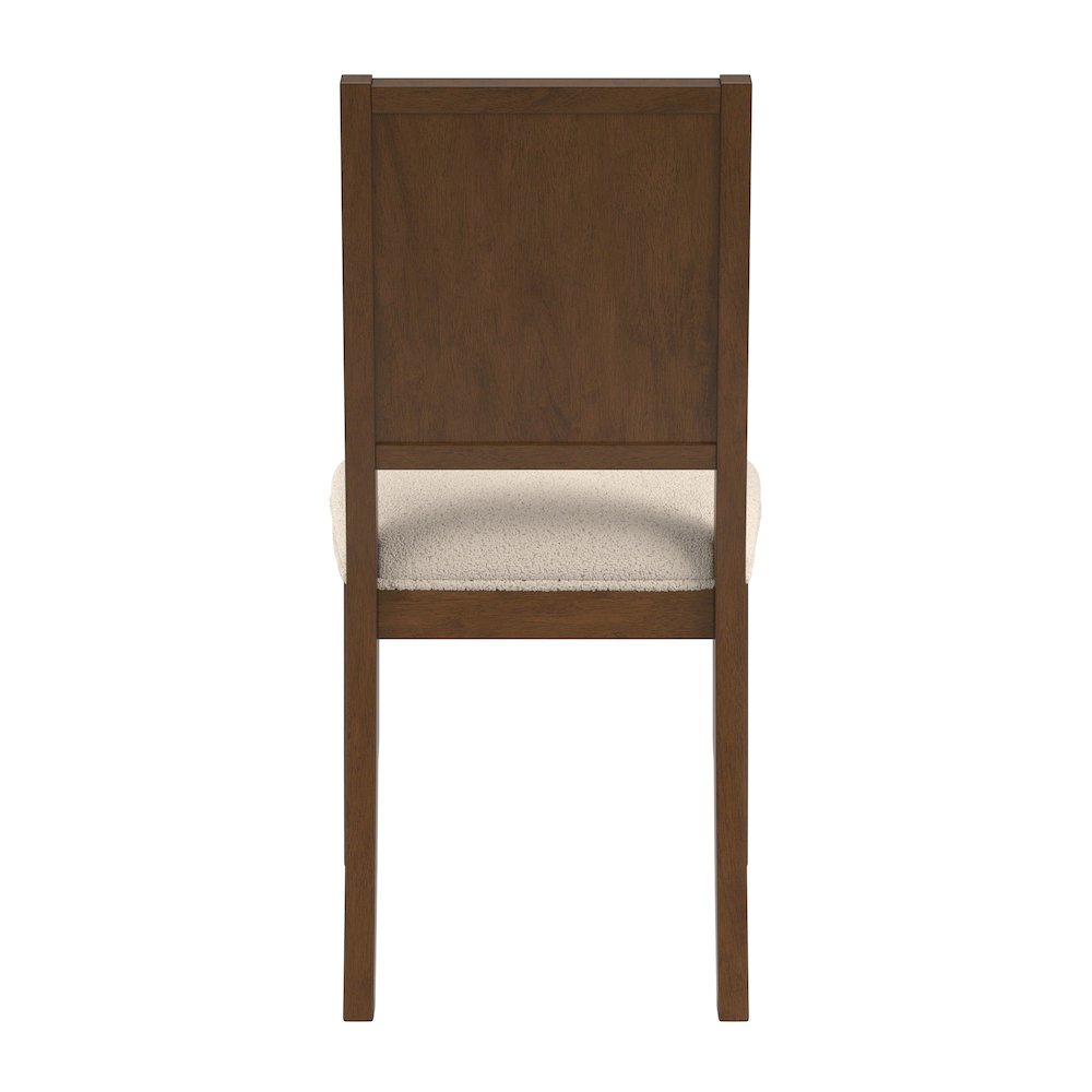 Set of 2, Walnut Finish Cream Boucle Dining Chair