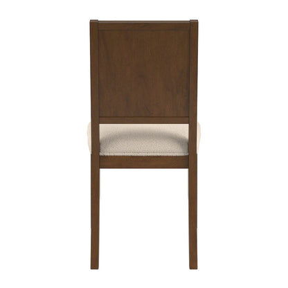 Set of 2, Walnut Finish Cream Boucle Dining Chair