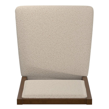 Set of 2, Walnut Finish Cream Boucle Dining Chair