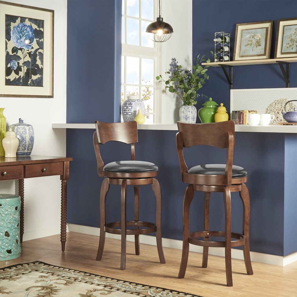 Brown PU Swivel Bar Height Chair