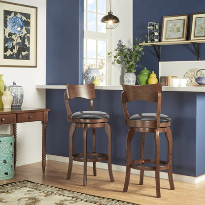 Brown PU Swivel Bar Height Chair