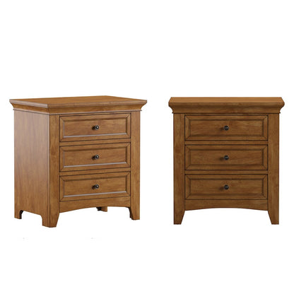 Oak Finish 3-Drawer Nightstand With 2 Sets Modular Storage Panels