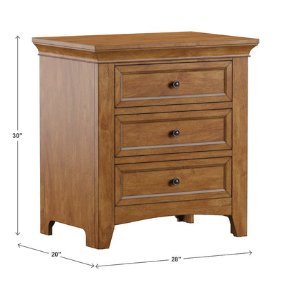 Oak Finish 3-Drawer Nightstand With 2 Sets Modular Storage Panels