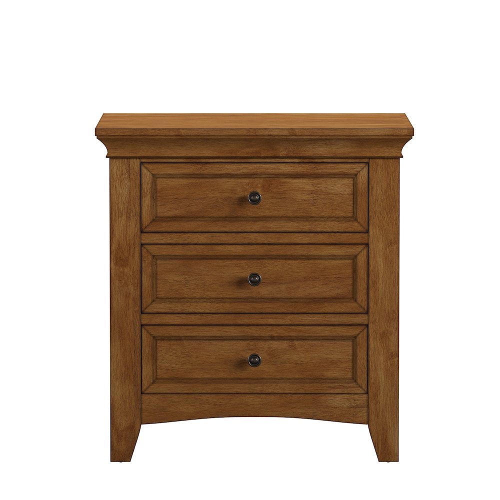 Oak Finish 3-Drawer Nightstand With 2 Sets Modular Storage Panels