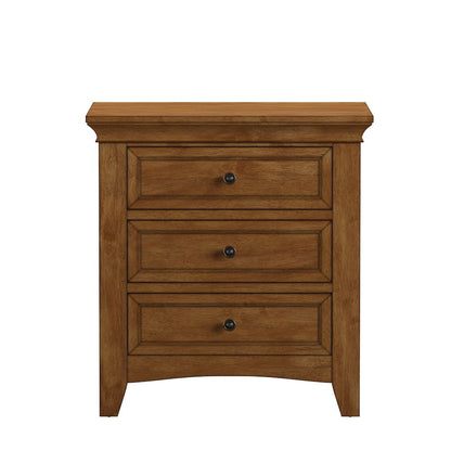 Oak Finish 3-Drawer Nightstand With 2 Sets Modular Storage Panels