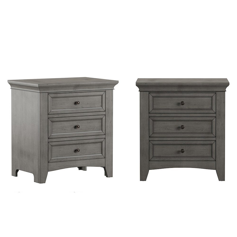 Antique Grey Finish 3-Drawer Nightstand With 2 Sets Modular Storage Panels