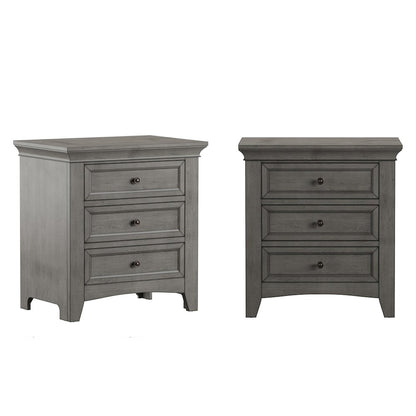 Antique Grey Finish 3-Drawer Nightstand With 2 Sets Modular Storage Panels