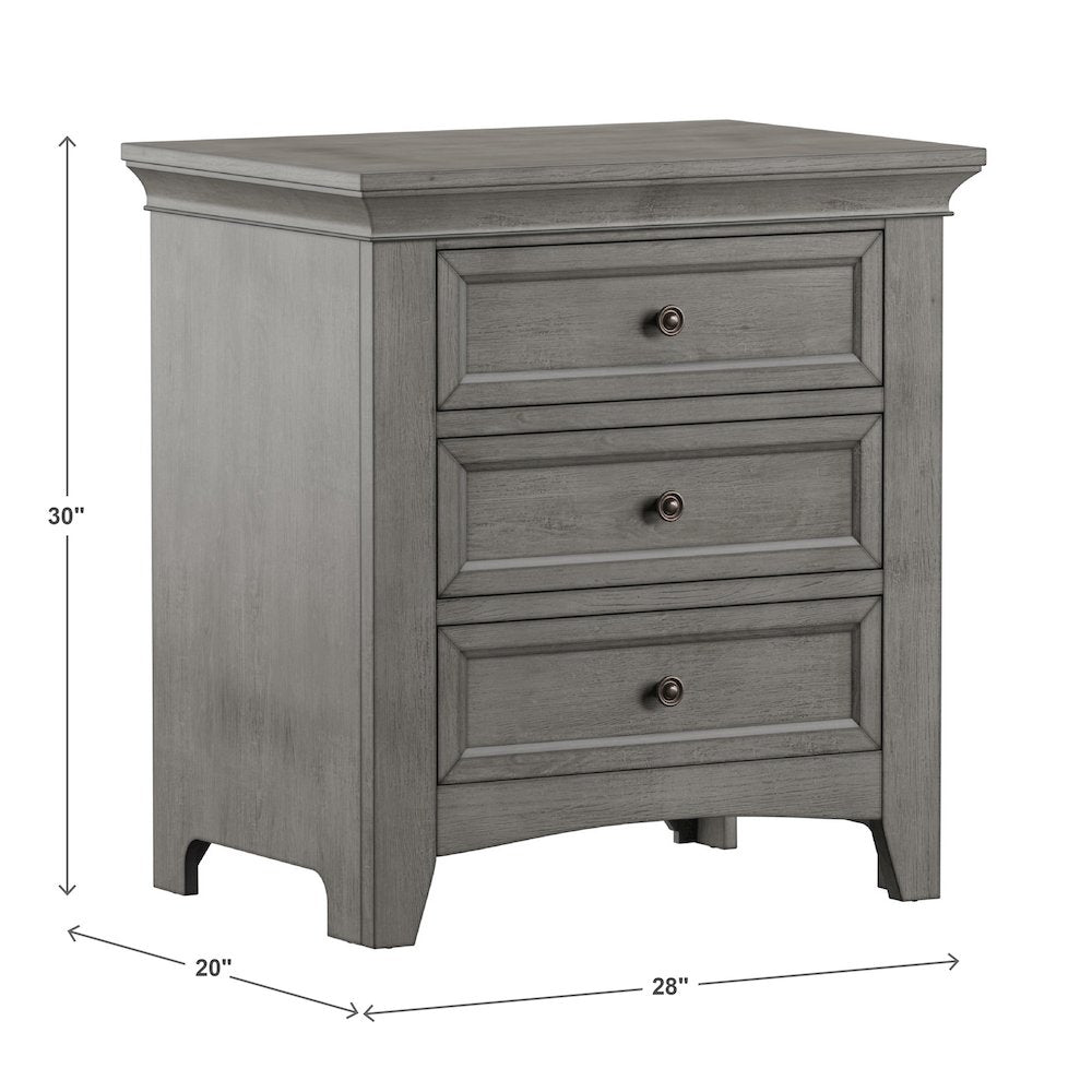 Antique Grey Finish 3-Drawer Nightstand With 2 Sets Modular Storage Panels