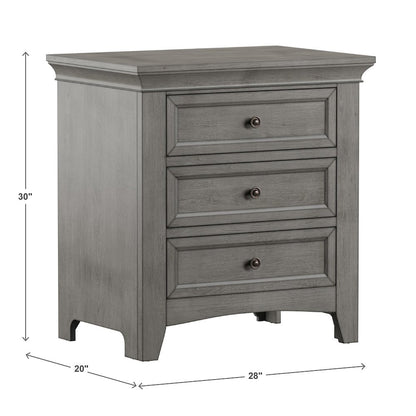 Antique Grey Finish 3-Drawer Nightstand With 2 Sets Modular Storage Panels