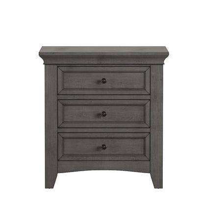 Antique Grey Finish 3-Drawer Nightstand With 2 Sets Modular Storage Panels