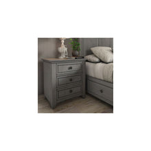 Antique Grey Finish 3-Drawer Nightstand With 2 Sets Modular Storage Panels