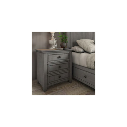 Antique Grey Finish 3-Drawer Nightstand With 2 Sets Modular Storage Panels