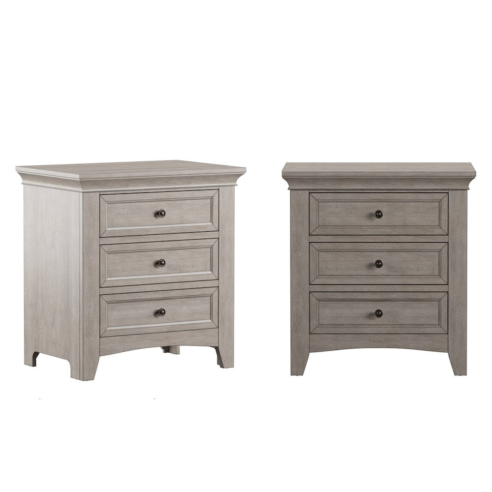 Antique White Finish 3-Drawer Nightstand With 2 Sets Modular Storage Panels