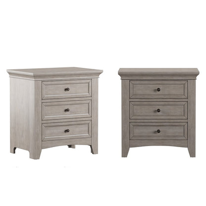Antique White Finish 3-Drawer Nightstand With 2 Sets Modular Storage Panels