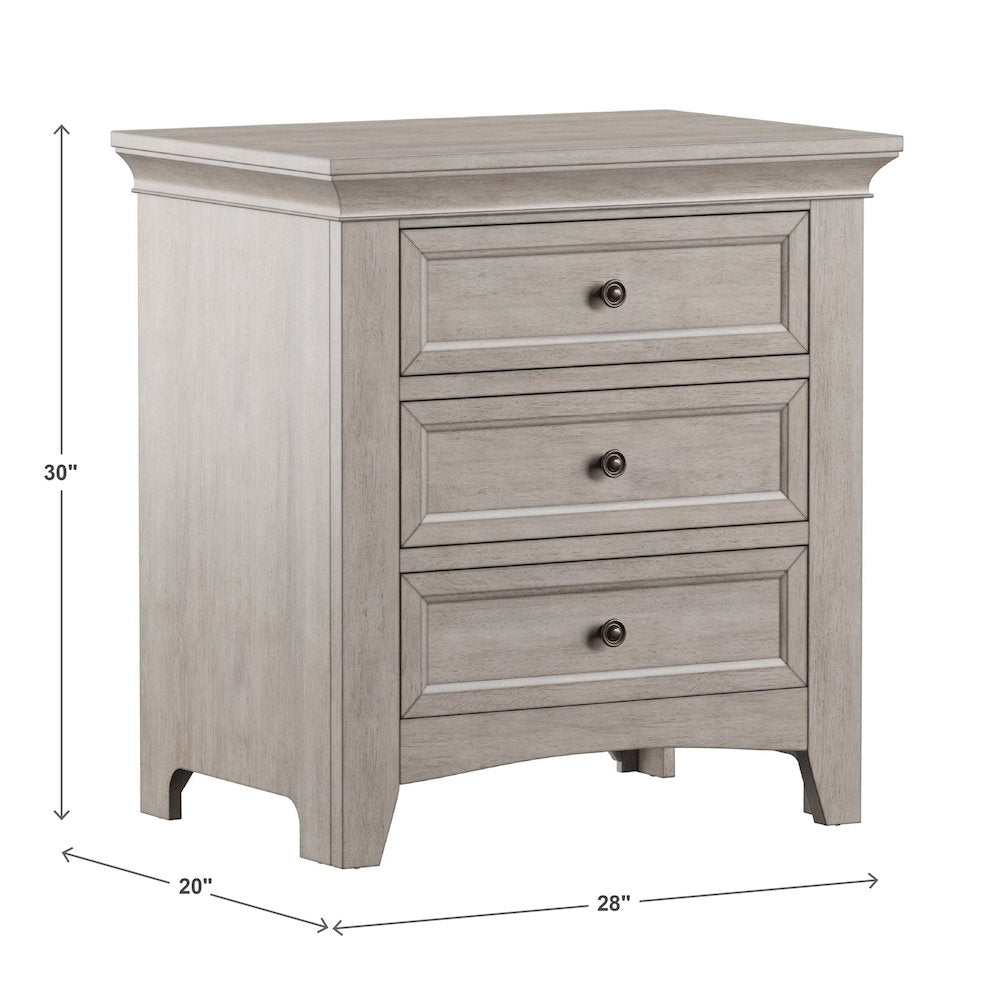 Antique White Finish 3-Drawer Nightstand With 2 Sets Modular Storage Panels