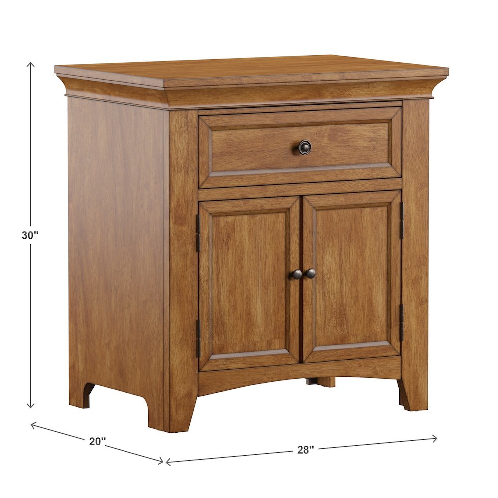 Oak Finish 1-Drawer Cupboard Nightstand