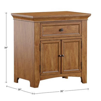 Oak Finish 1-Drawer Cupboard Nightstand