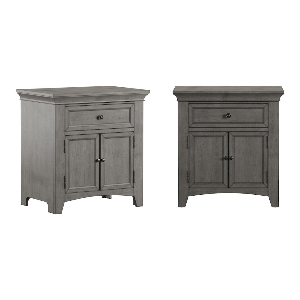 Antique Grey Finish 1-Drawer Cupboard Nightstand