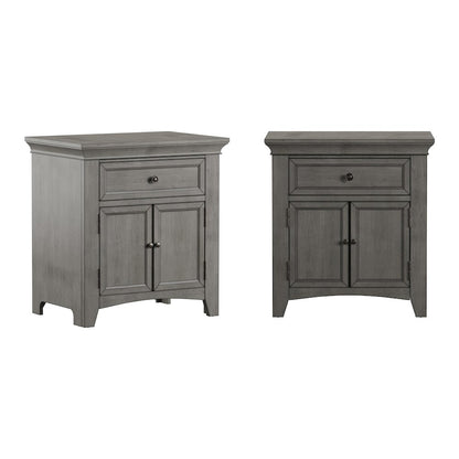 Antique Grey Finish 1-Drawer Cupboard Nightstand