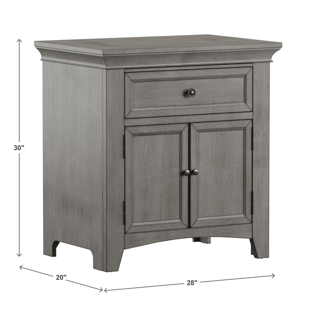 Antique Grey Finish 1-Drawer Cupboard Nightstand