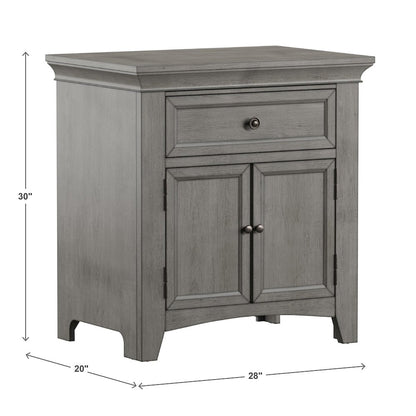 Antique Grey Finish 1-Drawer Cupboard Nightstand