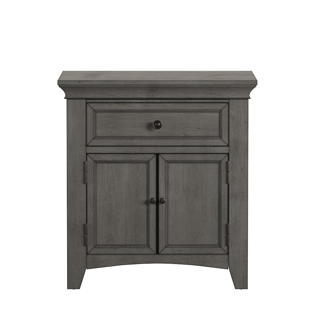 Antique Grey Finish 1-Drawer Cupboard Nightstand