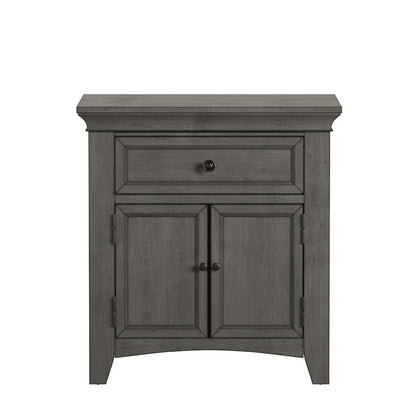 Antique Grey Finish 1-Drawer Cupboard Nightstand