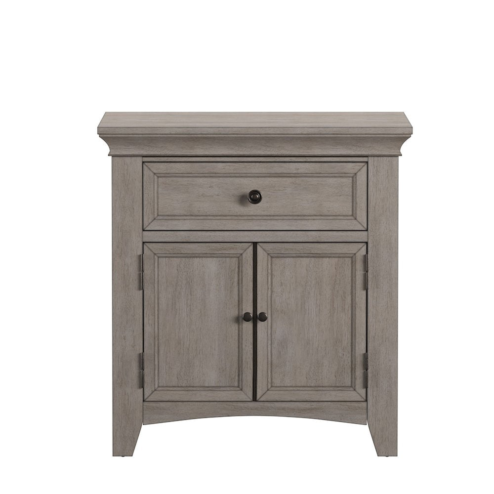 Antique White Finish 1-Drawer Cupboard Nightstand