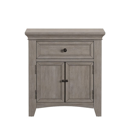 Antique White Finish 1-Drawer Cupboard Nightstand