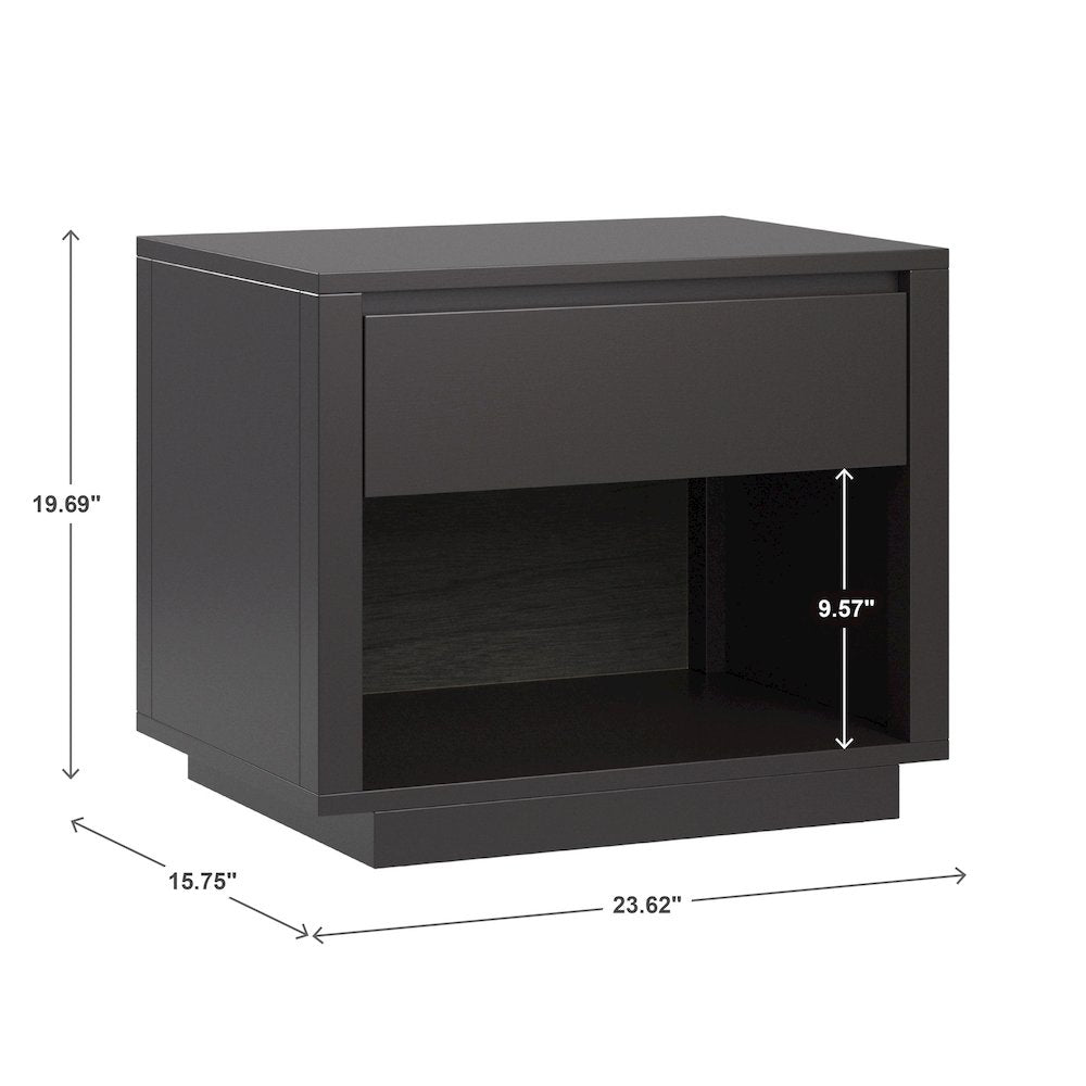 Black Finish 1-Drawer Nightstand