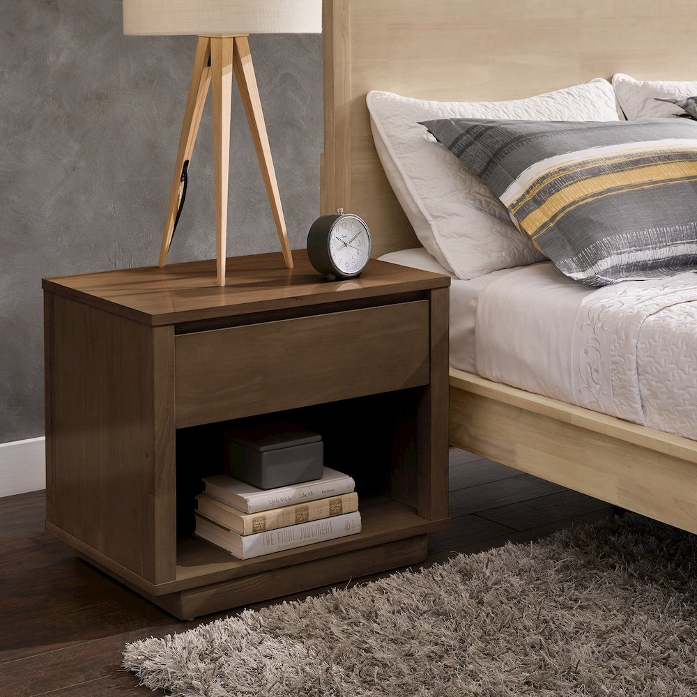 Walnut Finish 1-Drawer Nightstand