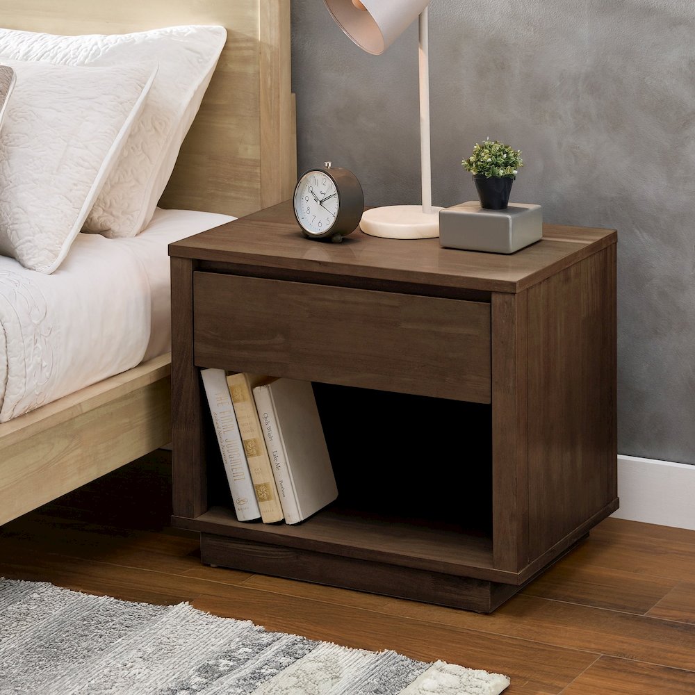 Walnut Finish 1-Drawer Nightstand