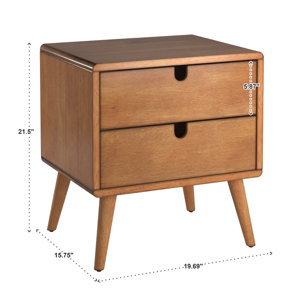 Oak Finish 2-Drawer Nightstand