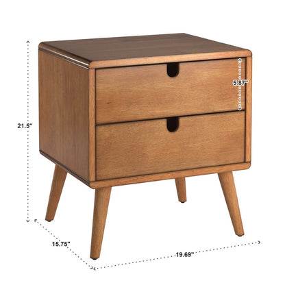 Oak Finish 2-Drawer Nightstand