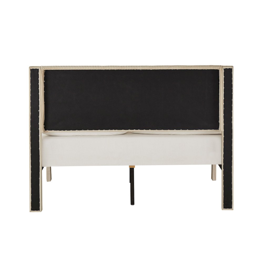 Beige Pleated Velvet Storage Queen Bed