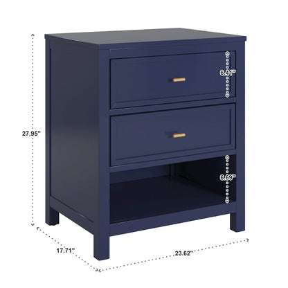 Twilight Blue Finish 2-Drawer Nightstand