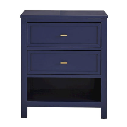 Twilight Blue Finish 2-Drawer Nightstand