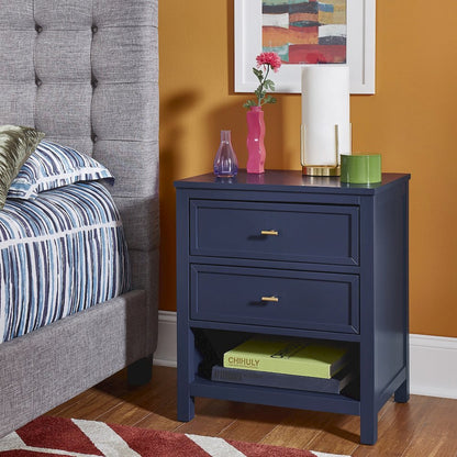 Twilight Blue Finish 2-Drawer Nightstand