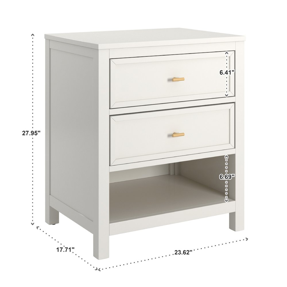 Bleached White Finish 2-Drawer Nightstand