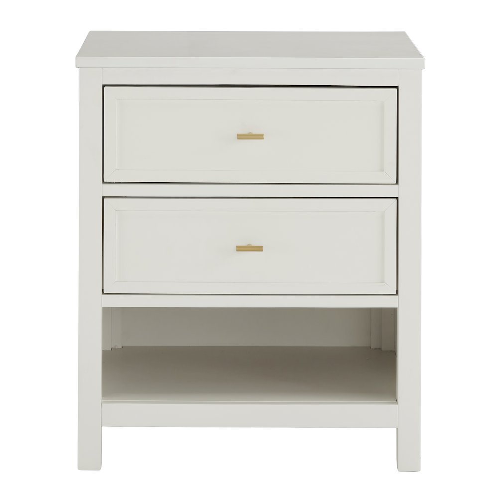 Bleached White Finish 2-Drawer Nightstand