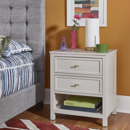 Bleached White Finish 2-Drawer Nightstand