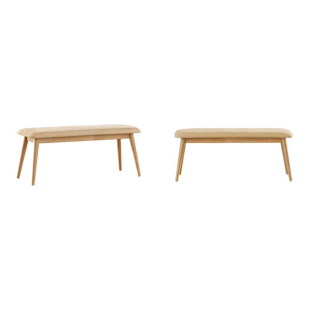 Nature Finish Beige Fabric Bench