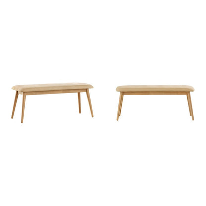 Nature Finish Beige Fabric Bench