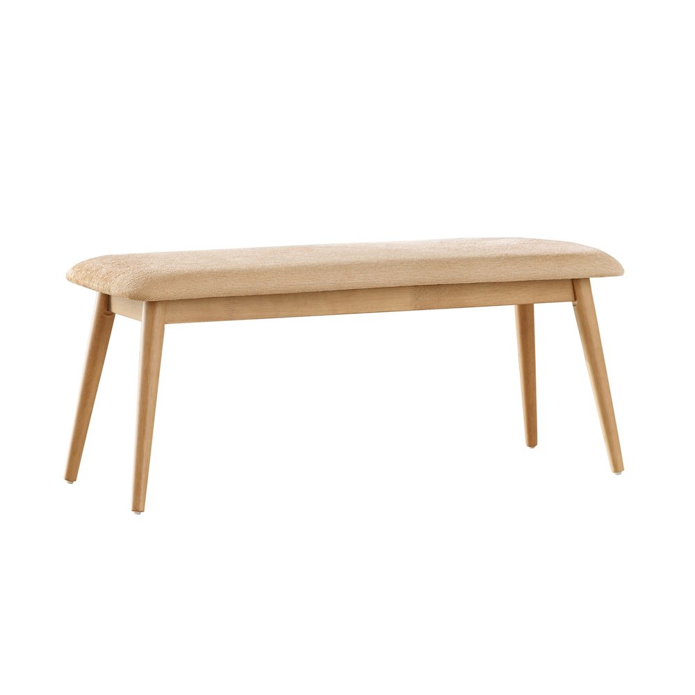 Nature Finish Beige Fabric Bench
